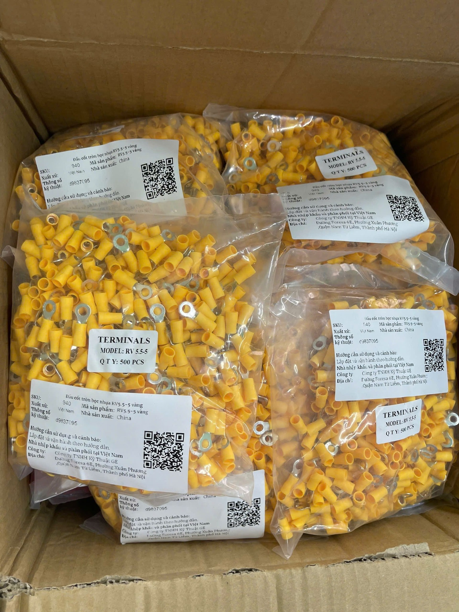 Đầu cốt tròn/ đầu cos tròn bọc nhựa RV1.25-3.2/4S/5S/6 và RV2-4S/5S/6 RV3.5-5 RV5.5-4, RV5.5-5