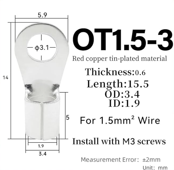 Đầu cốt tròn trần, đầu cos tròn trần OT0.5-3, OT0.5-4, OT1-3, OT1-4, OT1-5, OT1.5-3, OT1.5-4, OT1.5-5, OT1.5-6, OT1.5-8, OT1.5-10, OT1.5-12, OT2.5-5, OT4-6, OT4-8, OT6-4, OT6-5 hãng CHCC