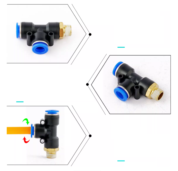 Đầu nối nhanh PD10-03, Đầu nối khí chữ T có ren PD10-03, đầu nối khí PD10-03