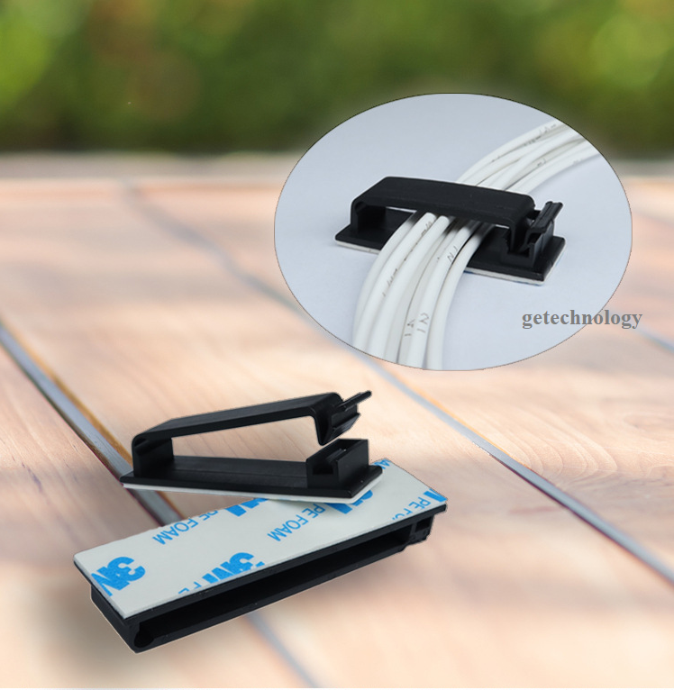 Kẹp dây điện gắn tường có chốt, nẹp cố định dây cáp có băng keo 3M, Miếng dán cố định dây điện, Miếng dán làm gọn dây điện