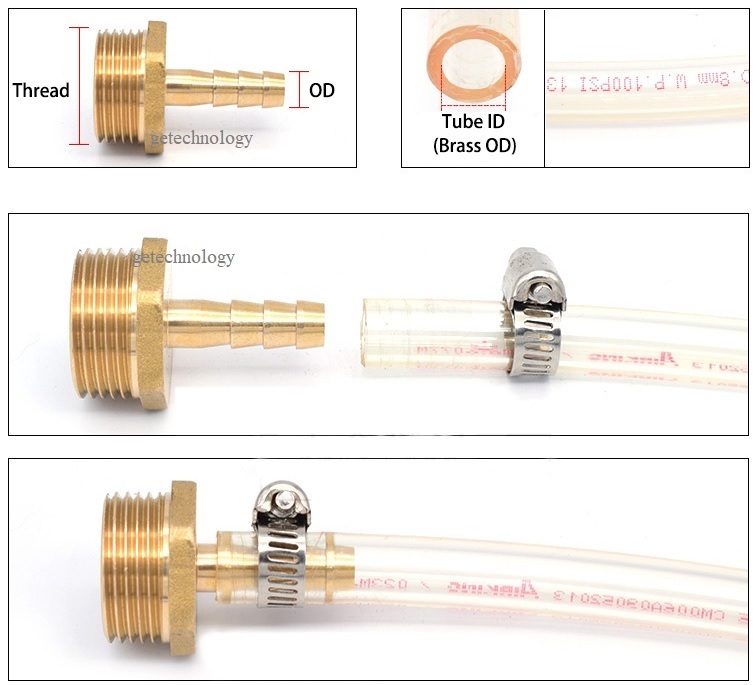 Khớp nối ren ngoài nối ống nước đuôi chuột bằng đồng, búp đồng ren ngoài, Đầu nối đuôi chuột ren ngoài nối ống nước