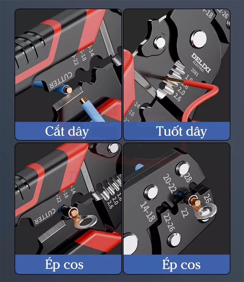 kìm ép đầu cos dây điện, kìm bấm cos điện