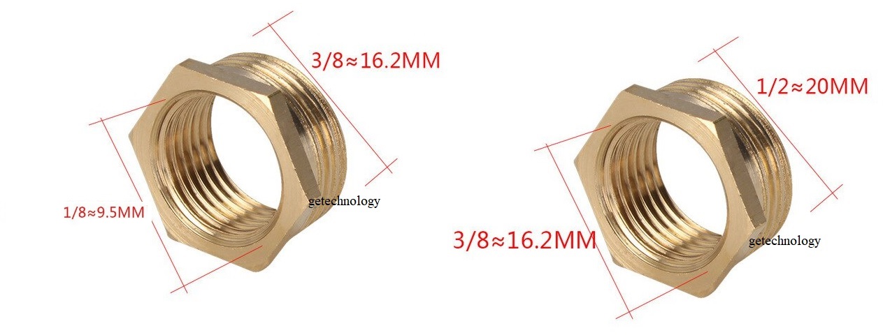 Lơ thu đồng chuyển ren trong ren ngoài, cà rá ngược, khớp nối ren đồng, đầu nối ren đồng, ren ngoài to hơn ren trong
