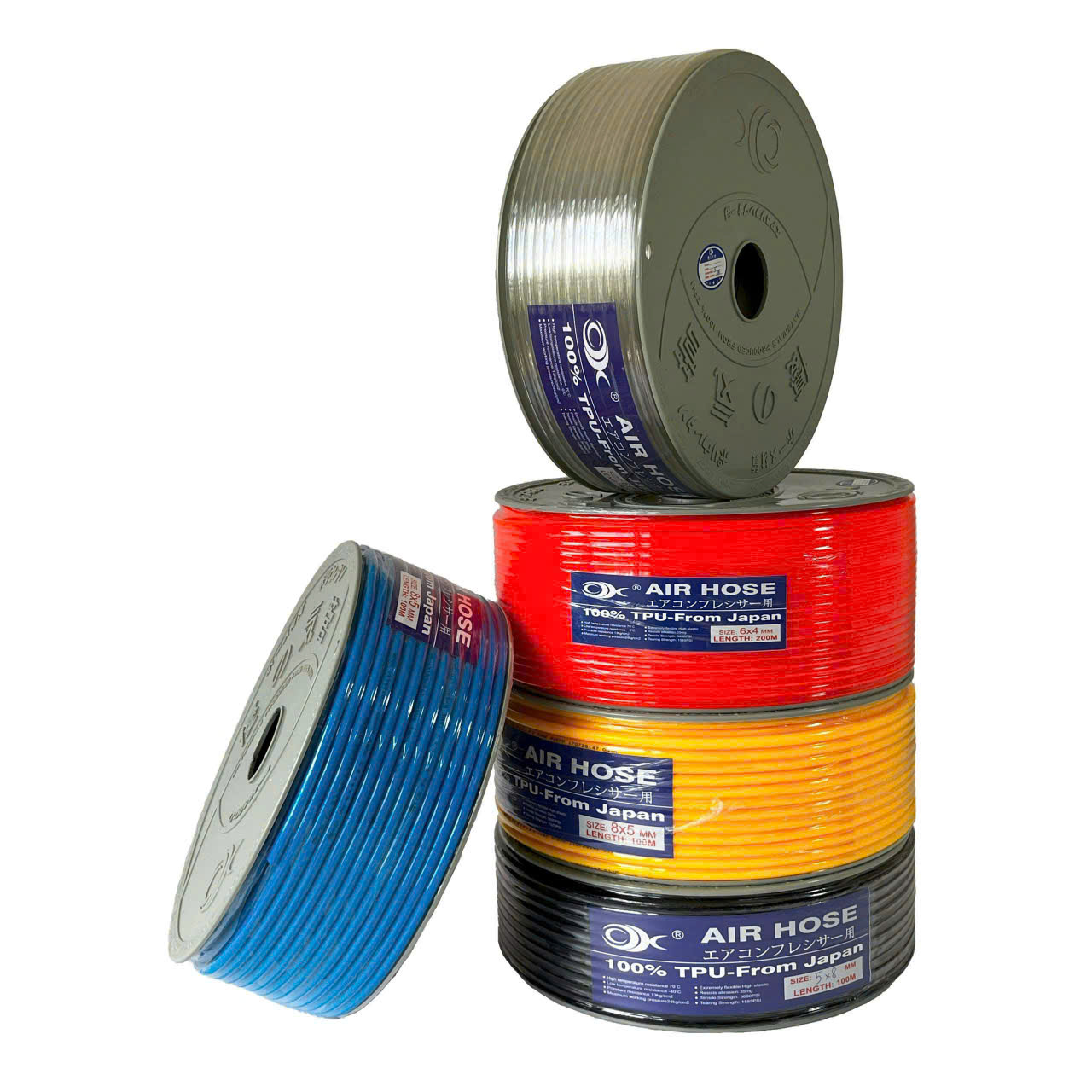Ống dây khí nén PU màu trắng và xanh dương, đen có sẵn phi 4,6,8,10,12,16mm - hãng OK liên doanh Việt Nhật