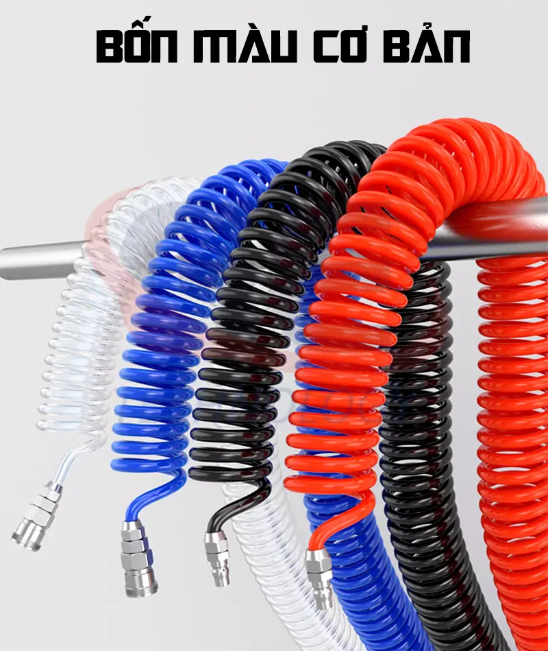 ống xoắn có đầu nối, dây khí xoắn tự co, ống khí nén gara, ống xoắn máy nén khí