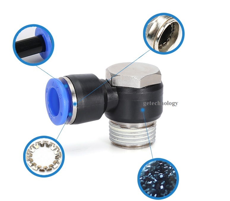 Đầu nối nhanh lục giác PH, Đầu nối góc lục giác PH, Đầu nốí khí góc lục giác PH,Đầu nối khí lục giác PH, cút góc lục giác PH, đầu nối chữ L lục giác