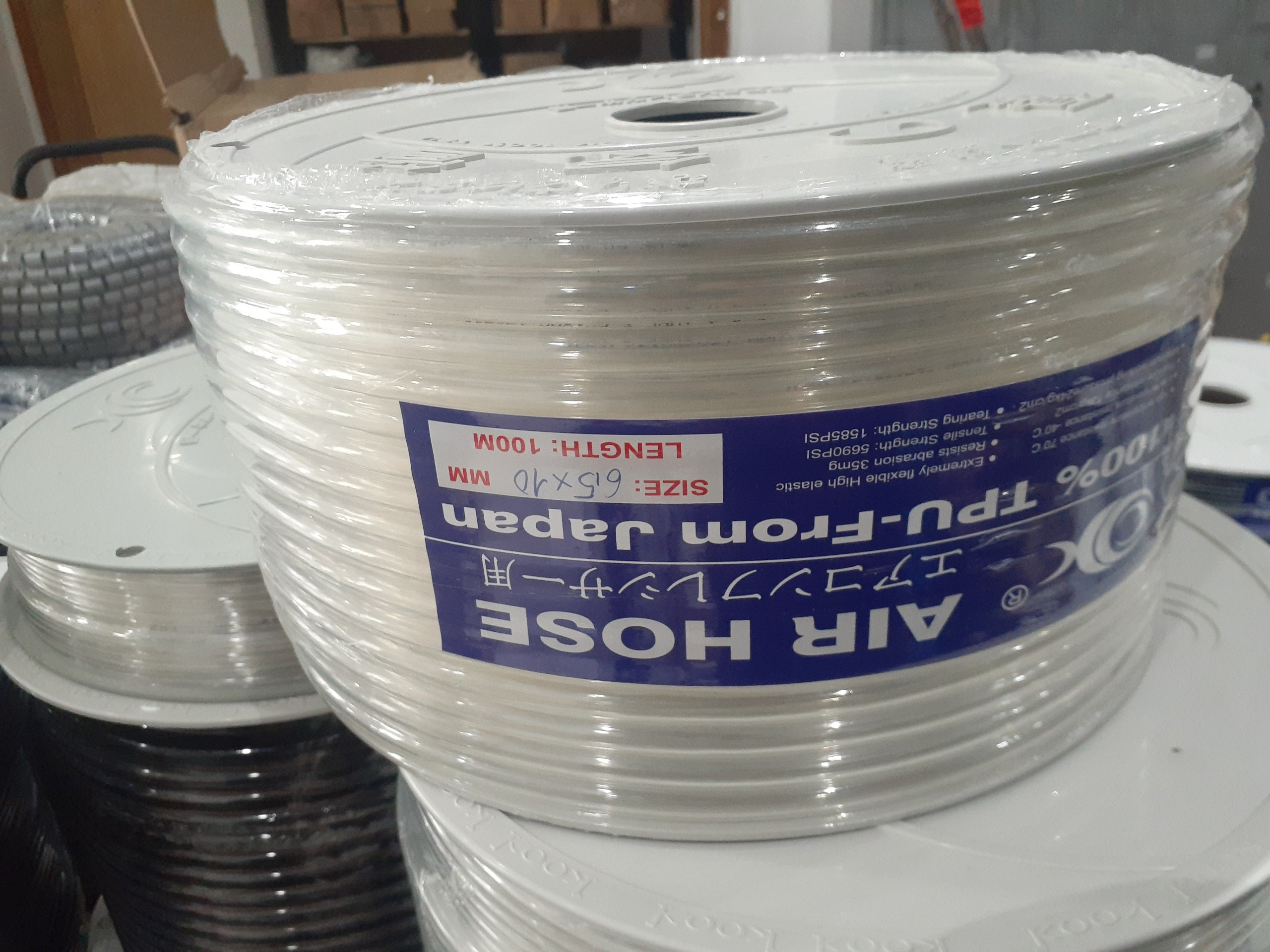 Ống dây khí nén PU màu trắng và xanh dương, đen có sẵn phi 4,6,8,10,12,16mm - hãng OK liên doanh Việt Nhật