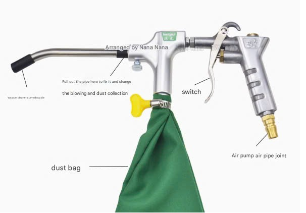 Súng khí hút thổi bụi kết hợp, súng xịt khô khí nén, súng khí