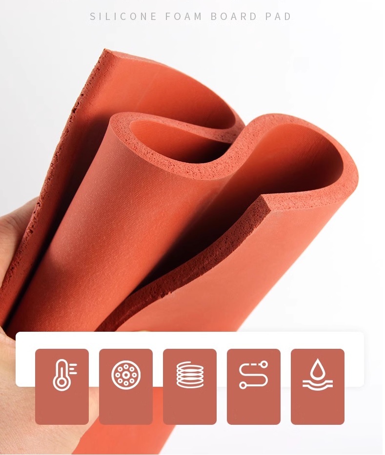 Cao su đỏ ép kính, lót cao su đỏ chịu nhiệt, tấm đệm xốp Silicon mềm chịu nhiệt độ cao, tấm xốp cao su chịu nhiệt