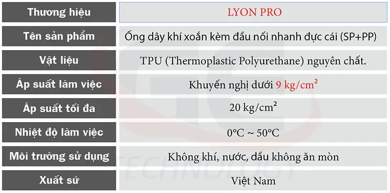 ống dây khí xoắn PU, ống xoắn khí nén, dây xoắn khí PU