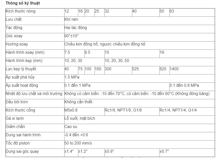 Xy lanh khí MKB SMC xoay trái xoay phải