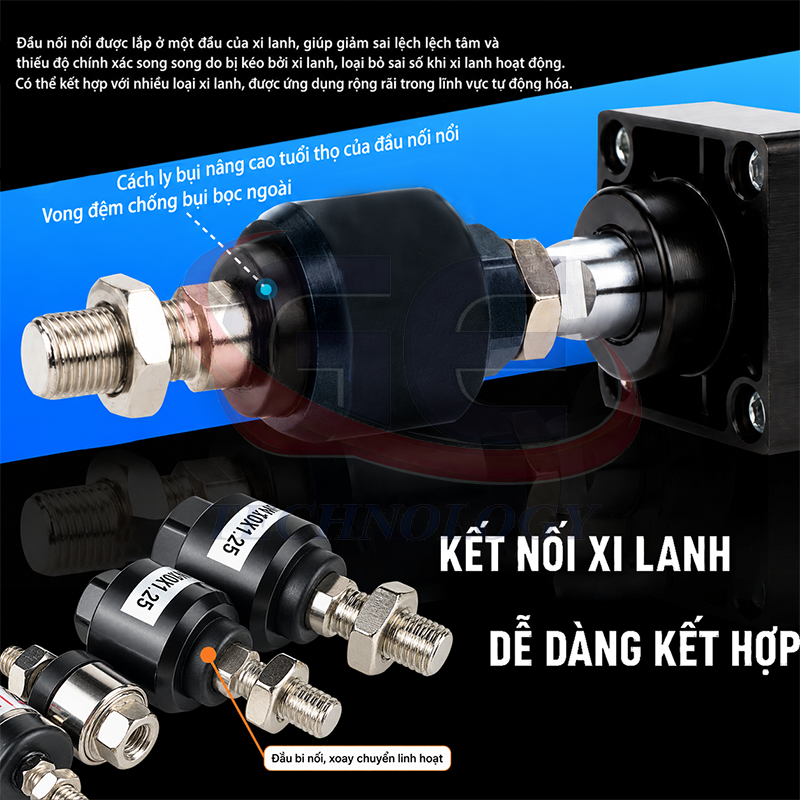 Đầu lắc xi lanh,tự lựa khí nén,M20,M5X080F, M6X100F, M8X125F, M10X125F, M12X125F, M14X150F, M16X150F, M18X150F, M20X150F
