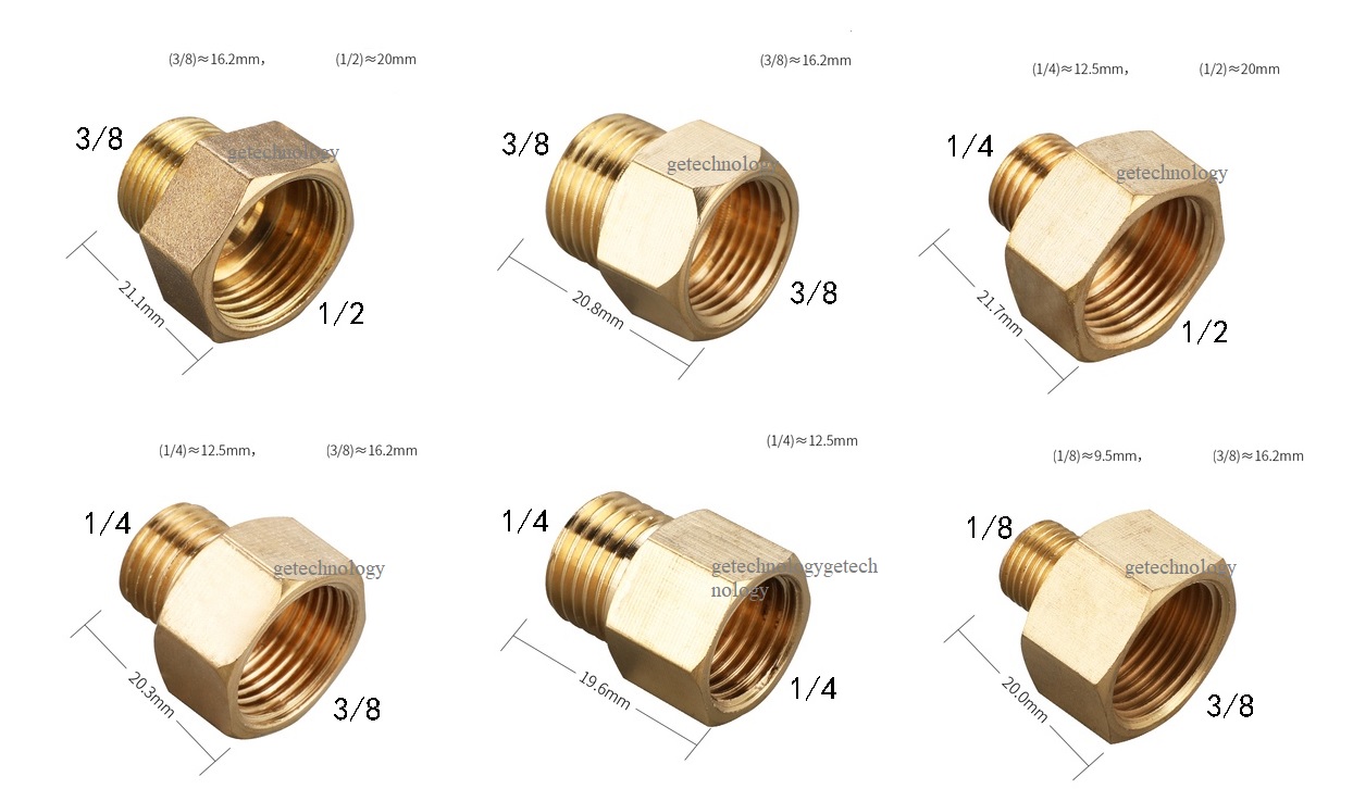 Lơ đồng, Lơ thu đồng ren trong ren ngoài hệ G - Bằng đồng (Brass Adaptor female to male) cà rá ngược, khớp nối ren đồng, đầu nối ren đồng