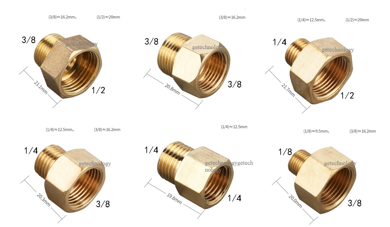 Lơ đồng, Lơ thu đồng ren trong ren ngoài hệ G - Bằng đồng (Brass Adaptor female to male) cà rá ngược, khớp nối ren đồng, đầu nối ren đồng