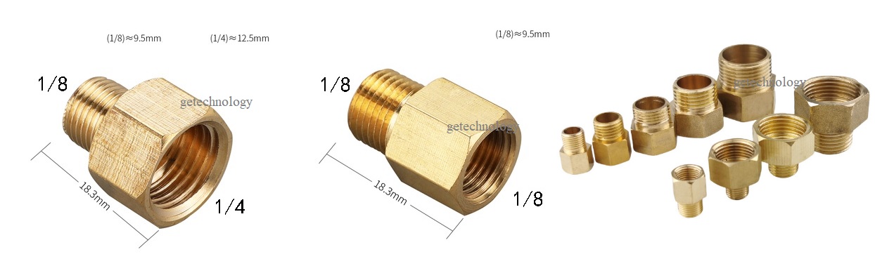 Lơ đồng, Lơ thu đồng ren trong ren ngoài hệ G - Bằng đồng (Brass Adaptor female to male) cà rá ngược, khớp nối ren đồng, đầu nối ren đồng