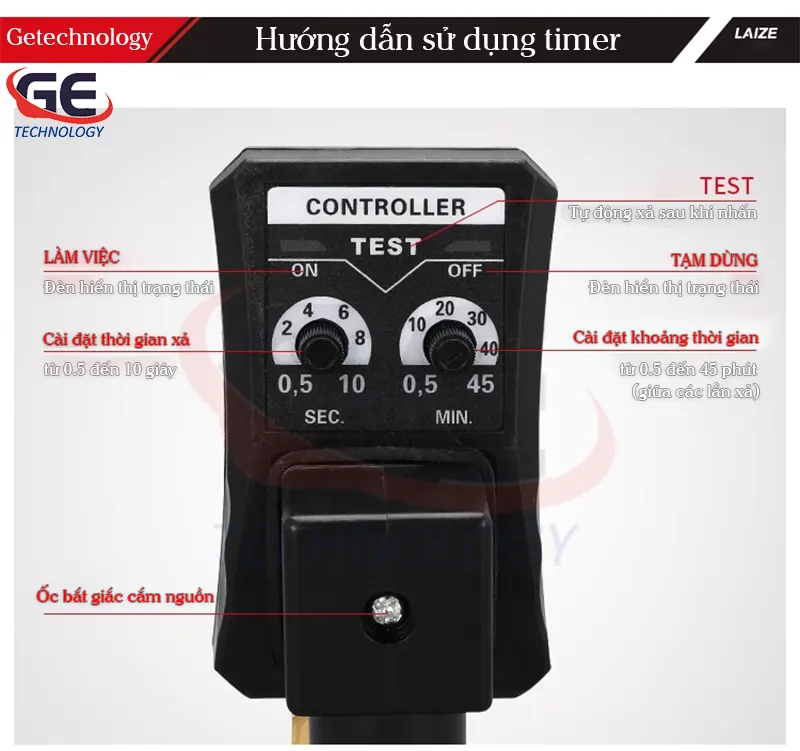 van xả nước DN15 - hướng dẫn sử dụng timer