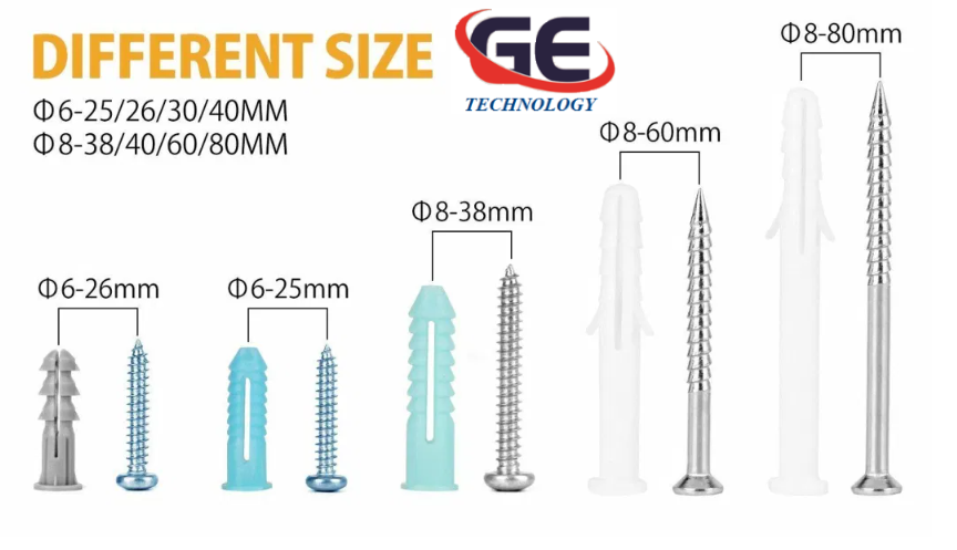 Vít nở nhựa CHCC-06 CHCC-08 CHCC-10 CHCC-12, vít nở xoè, tắc kê nhựa, ống nhựa nở