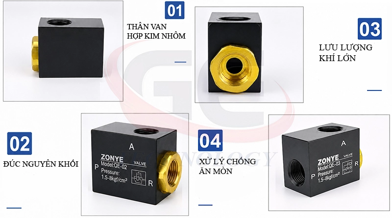 Van xả nhanh khí nén QE, van xả nhanh QE-01, QE-02, QE-03, QE-04, van xả khí nén, van xả khí nhanh, van khí nén, van xả nhanh G1/8, van xả nhanh G1/4, van xả nhanh G3/8, van xả nhanh G1/2