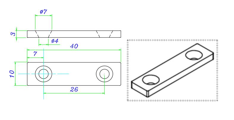 Nam châm đất hiếm KT 40x10x3mm 2 lỗ côn 4-7 siêu mạnh