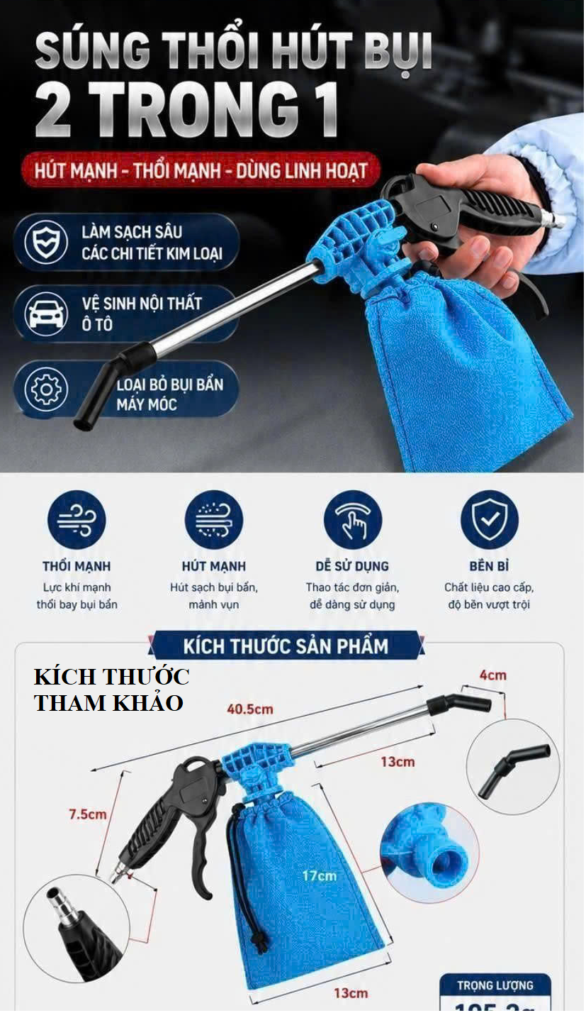 KÍCH THƯỚC Súng Thổi hút khí nén công nghiệp TG-02