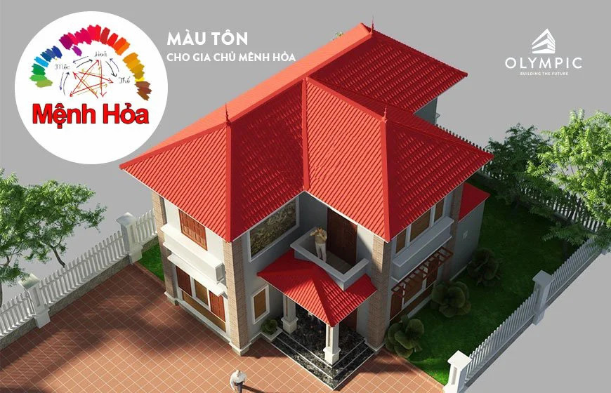 Gia chủ mệnh Hỏa nên lựa chọn màu tôn lợp mái nào để rinh tài lộc?