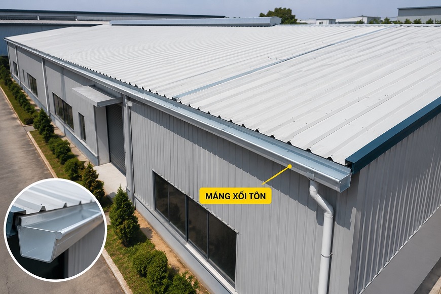 Máng xối mái tôn - Giải pháp chống tràn nước mùa mưa hiệu quả cho mọi công trình