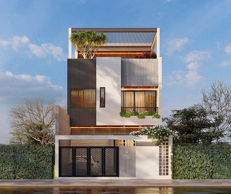 Mẫu nhà ống 3 tầng không gian xanh dẫn đầu xu hướng thiết kế 2025