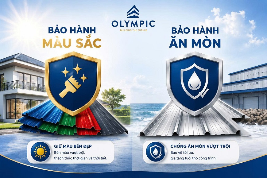 Phân biệt bảo hành màu sắc và bảo hành ăn mòn đối với tôn Olympic