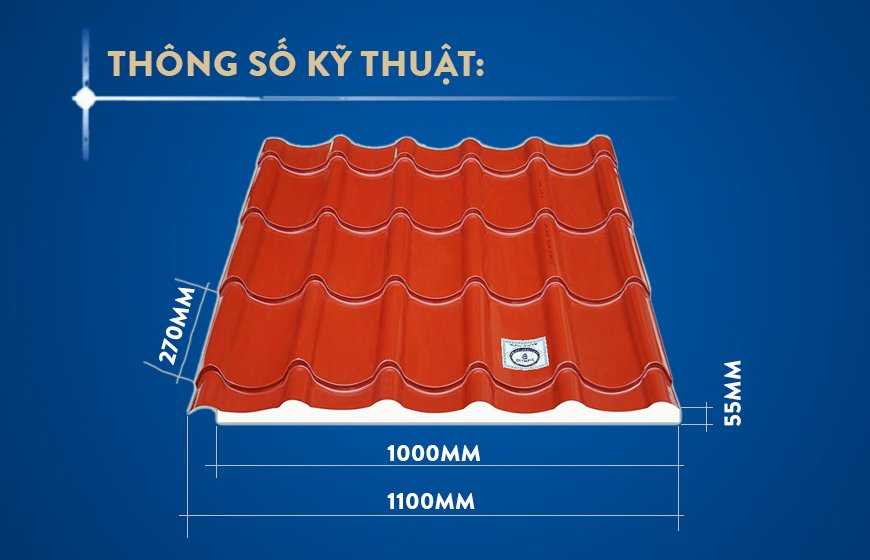 Thông số kỹ thuật, logo được dán trên mỗi tấm lợp mái