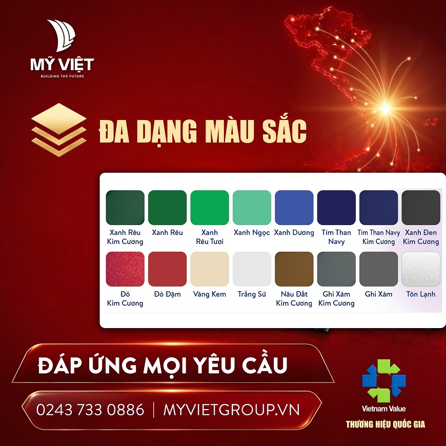 Với 16 tông màu hiện đại, Tôn Olympic Plus đáp ứng trọn vẹn mọi phong cách thiết kế từ cổ điển, tân cổ điển đến hiện đại