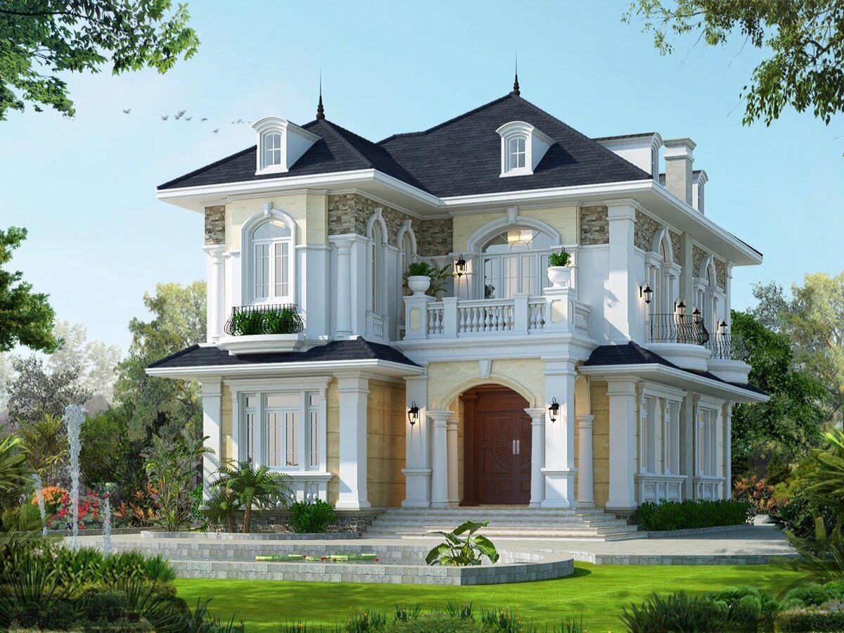 Sử dụng gam màu nhẹ nhàng cho biệt thự cổ điển