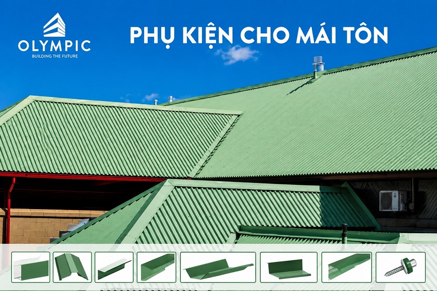 Hệ phụ kiện mái tôn Olympic được thiết kế đồng bộ với tấm lợp, góp phần tăng khả năng chống dột, nâng cao độ bền và hoàn thiện tính thẩm mỹ cho mọi công trình