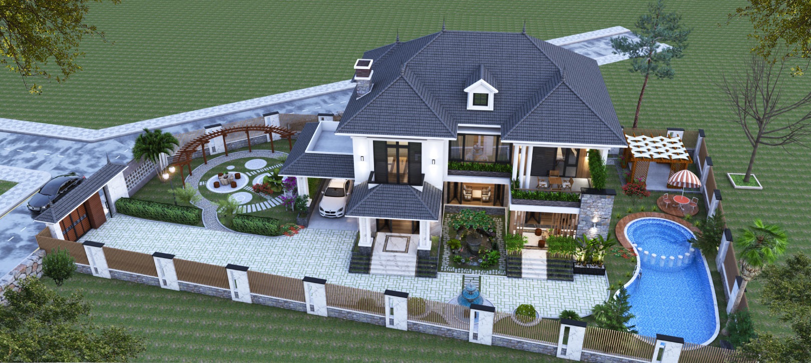 Nhà 2 tầng phong cách biệt thự nhà vườn