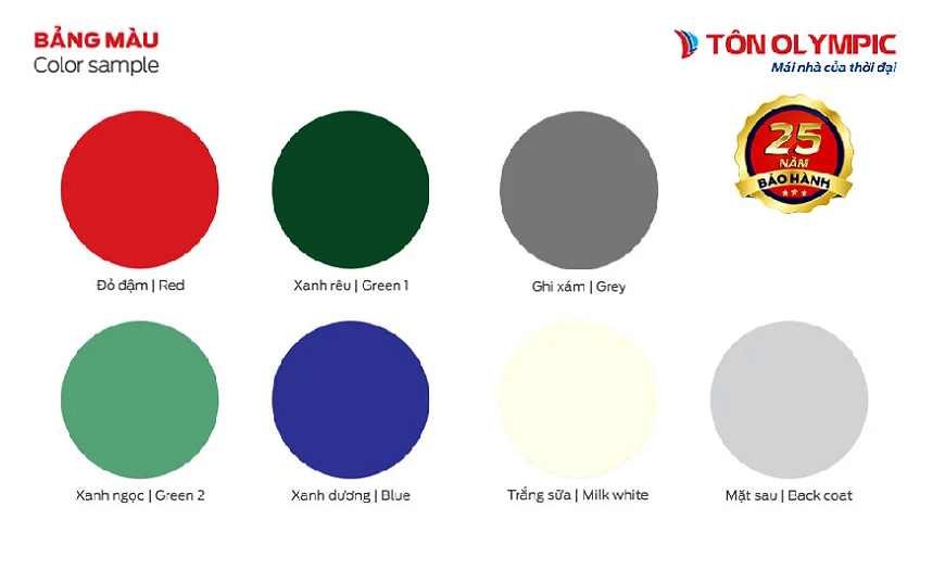 Tôn lợp mái sở hữu bảng màu sắc phong phú và hiện đại nhất