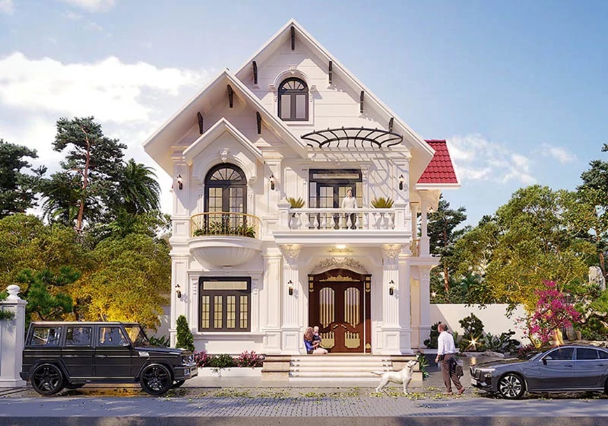 Thiết kế hệ cửa kính và ban công mở tăng phần sang trọng khi nhìn từ ngoài vào 