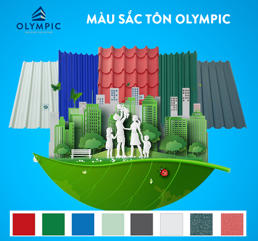 Bảng màu sắc tôn mạ màu Olympic, màu sắc tạo nên chất riêng của công trình