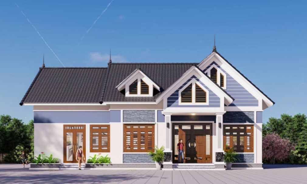 Mẫu nhà cấp 4 có 3 phòng ngủ kết hợp mái Thái