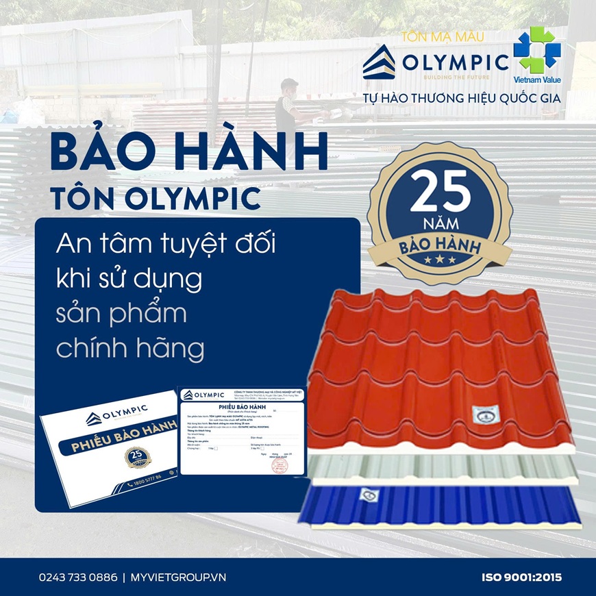 Thương hiệu tấm lợp có chính sách bảo hành dài hạn lên tới 25 năm