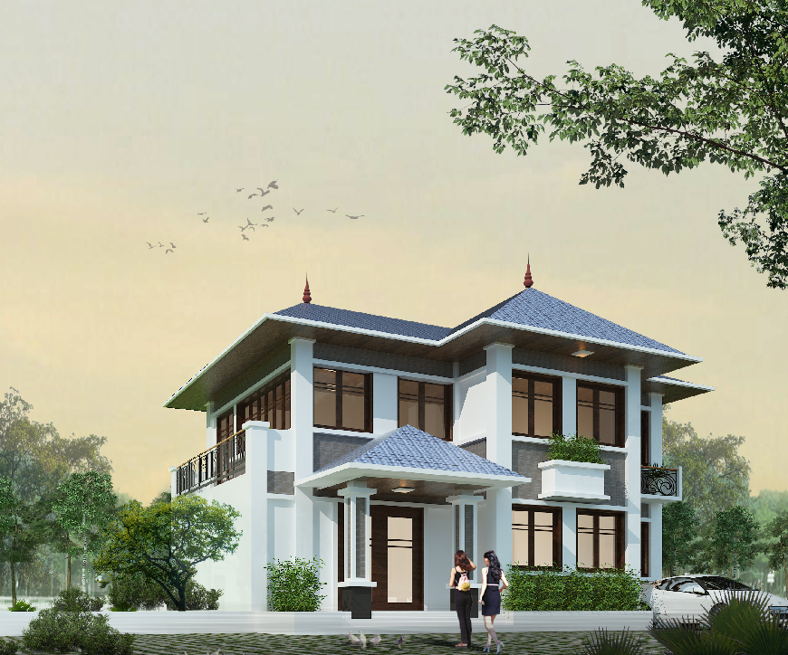 Mẫu nhà biệt thự vườn 2 tầng sang trọng hiện đại