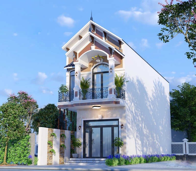 Mẫu 04: Nhà ống thiết kế 2 tầng hiện đại 