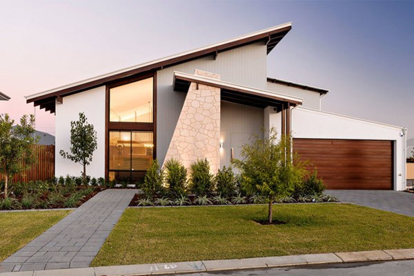 Mẫu 09: Mẫu nhà mái lệch kết hợp chất liệu kính hiện đại 