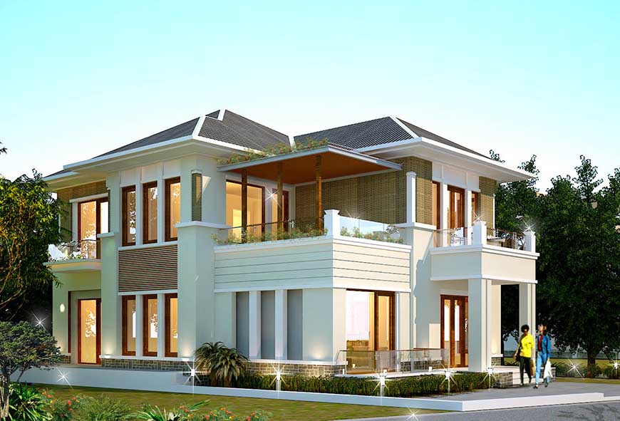 Mẫu nhà biệt thự mái Thái 