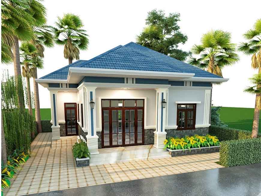 Mái tôn xanh giúp cho ngôi nhà thêm sang trọng và nổi bật