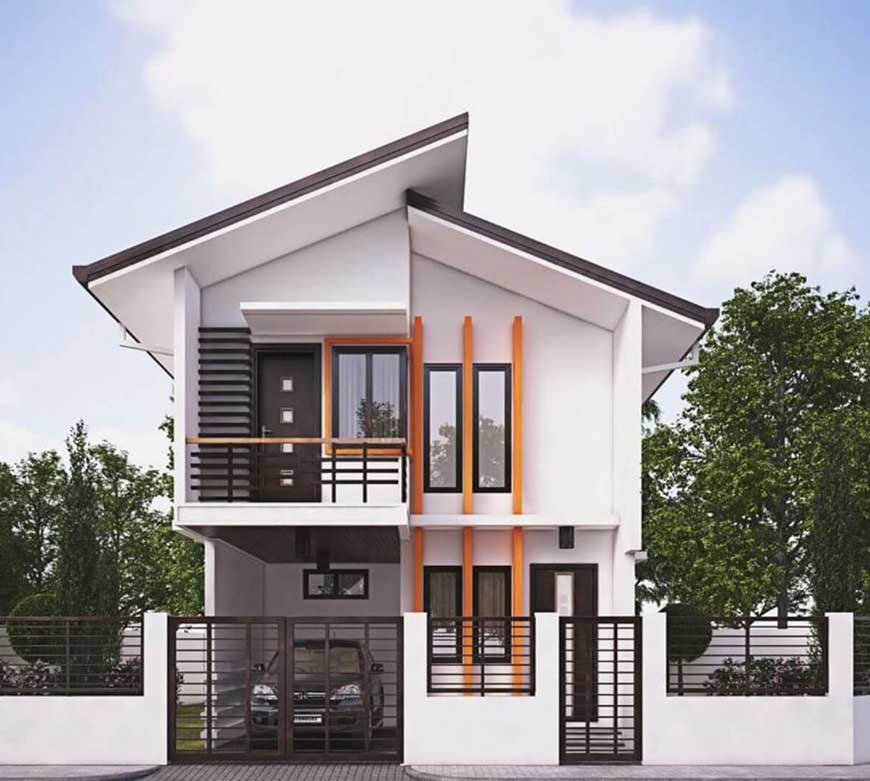Kiểu nhà phố mái tôn với thiết kế lệch