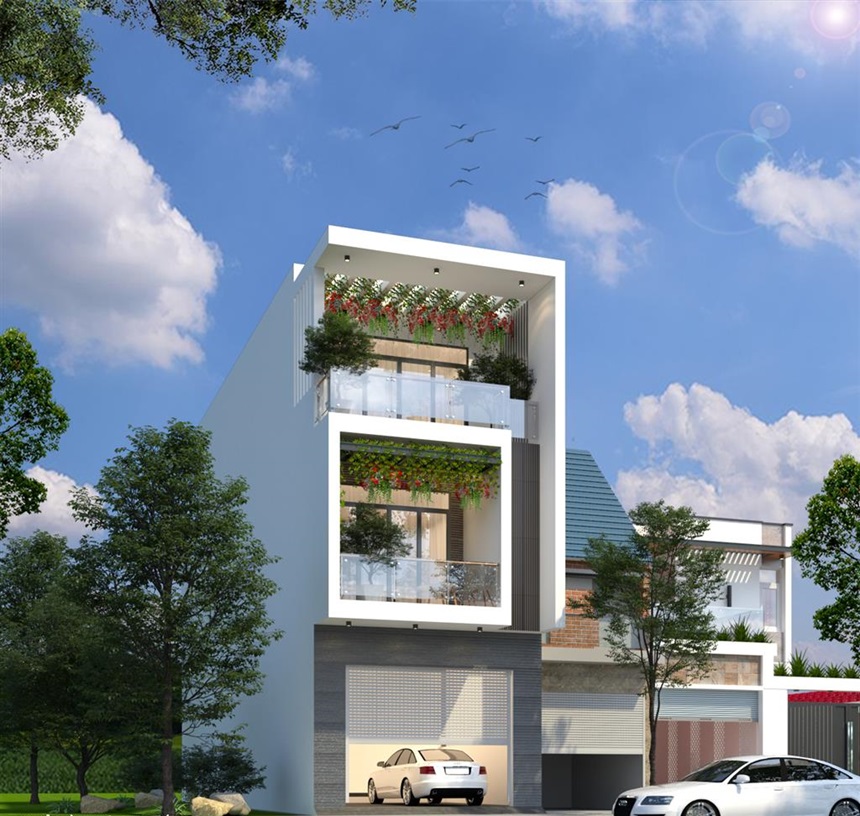 Nhà ống 3 tầng không gian xanh đẹp và hiện đại