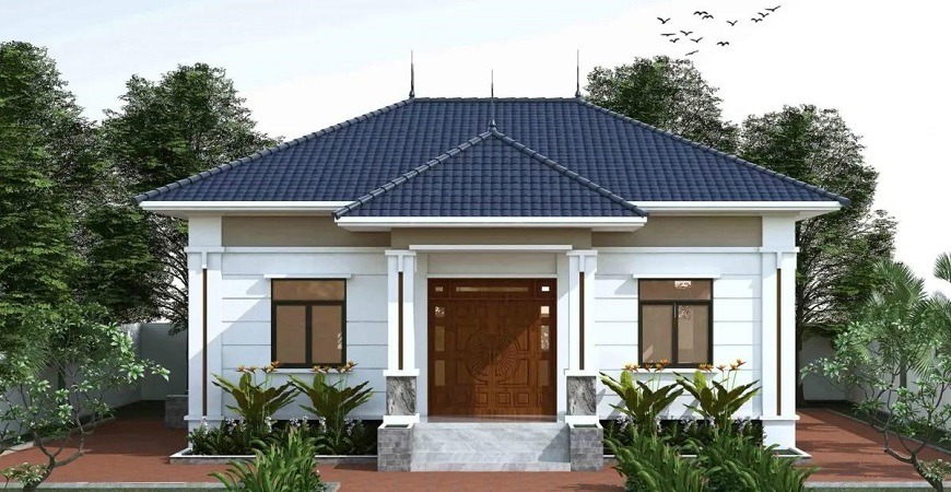 Mẫu nhà cấp 4 có gác lửng lợp mái tôn giả ngói với thiết kế đơn giản, đẹp mắt, phù hợp với vùng nông thôn và ngoại ô - giải pháp tiết kiệm chi phí mà vẫn đảm bảo tính thẩm mỹ