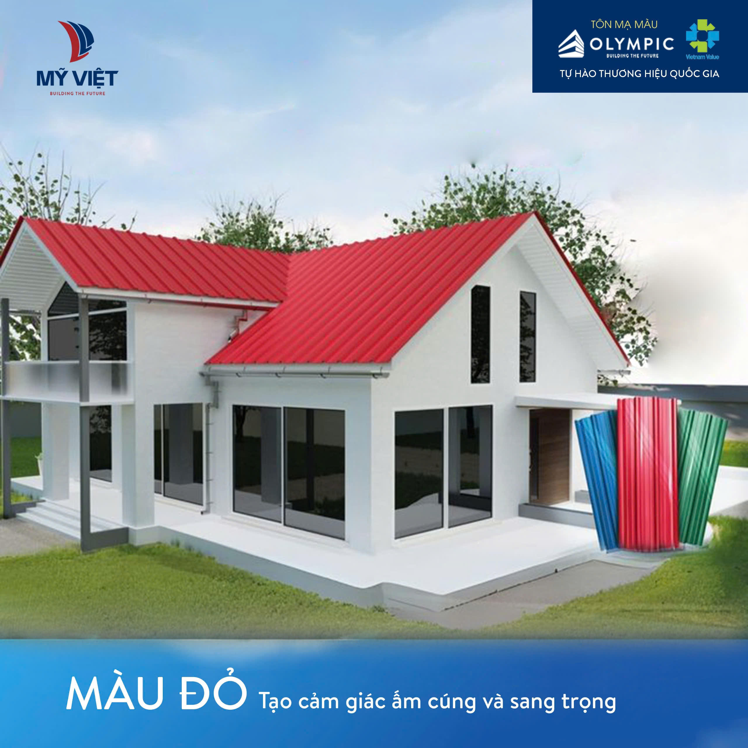 Màu đỏ sẽ tạo cảm giác ấm cúng và sang trọng cho công trình