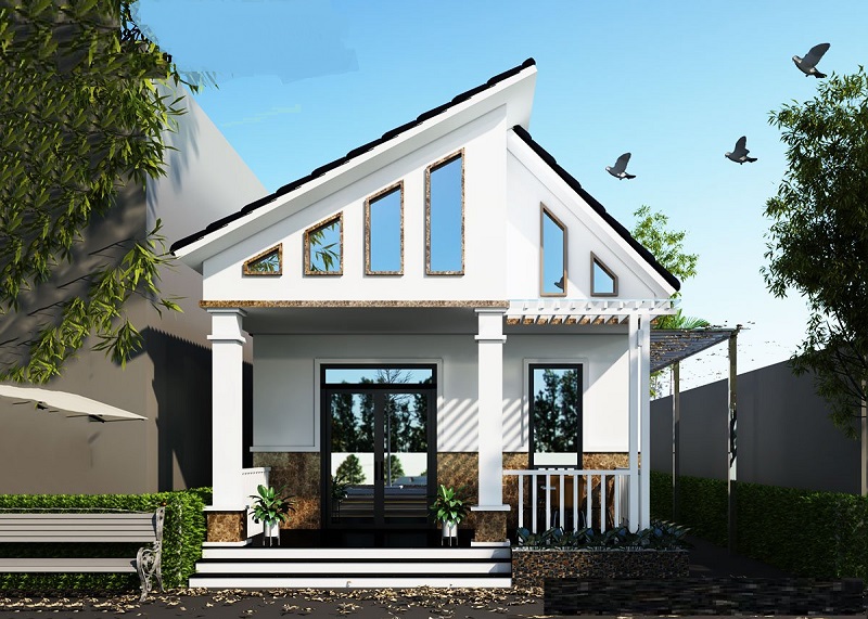 Mẫu nhà 2 mái lệch cấp 4
