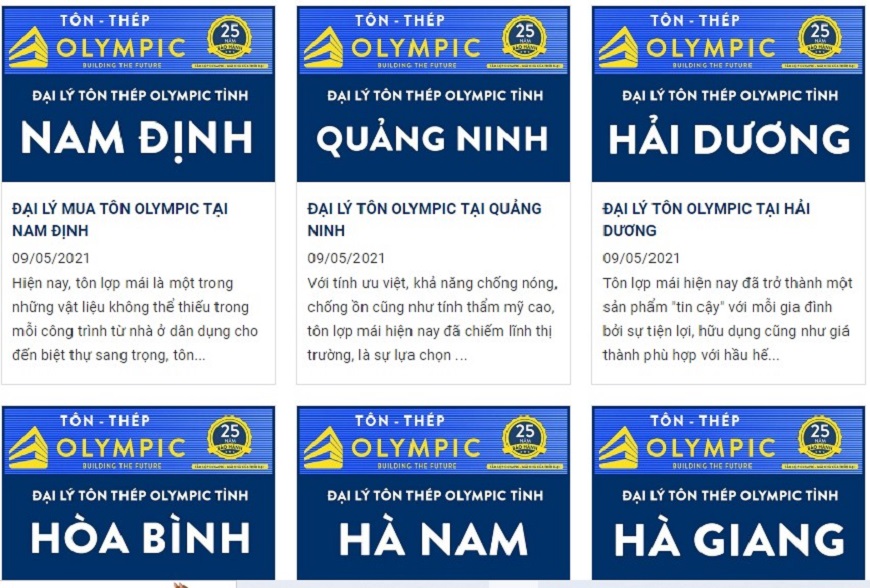 Tôn Olympic đã có mặt tại các tỉnh thành trên toàn quốc giúp người tiêu dùng thuận tiện hơn trong việc đặt mua sản phẩm