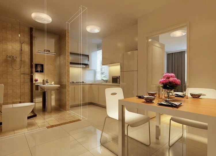 Tránh đặt nhà vệ sinh đối diện cửa chính hoặc bếp
